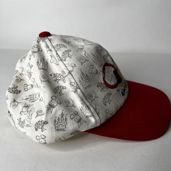 Vintage Walt Disney World Baseball Hat Cap White Red Adjustable - Picture 5 of 9